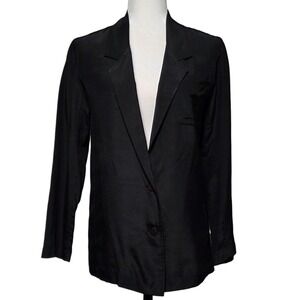 Royal Silk Black 100% Silk Blazer Jacket Size 4 Timeless Luxury Career Capsule